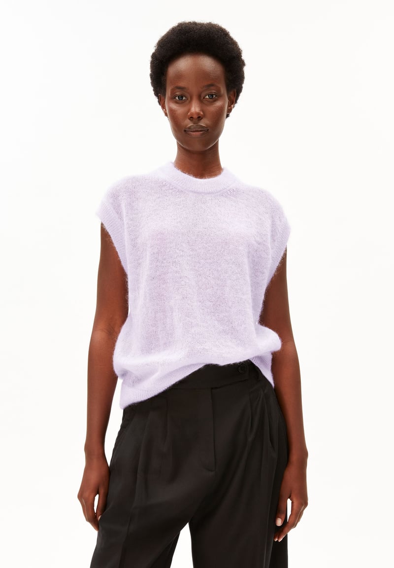 MOHAIR BLEND KNIT VEST | moonlit lilac by ARMEDANGELS, 44% Mohair, 44% Lyocell, 12% Wool