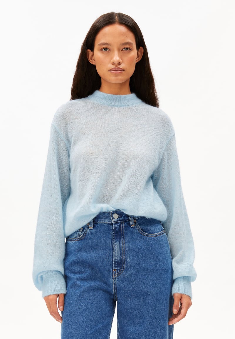 MOHAIR BLEND KNIT SWEATER | blue glow by ARMEDANGELS, 44% Mohair, 44% Lyocell, 12% Wool