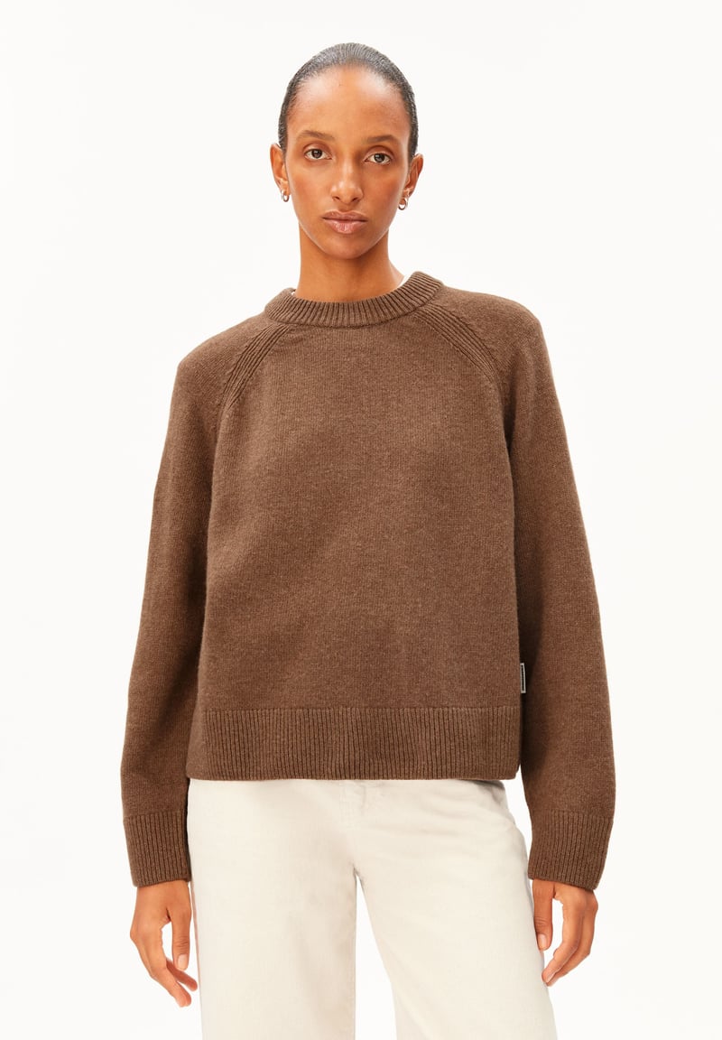 WOOL KNIT SWEATER | claystone melange by ARMEDANGELS, 100% Wool