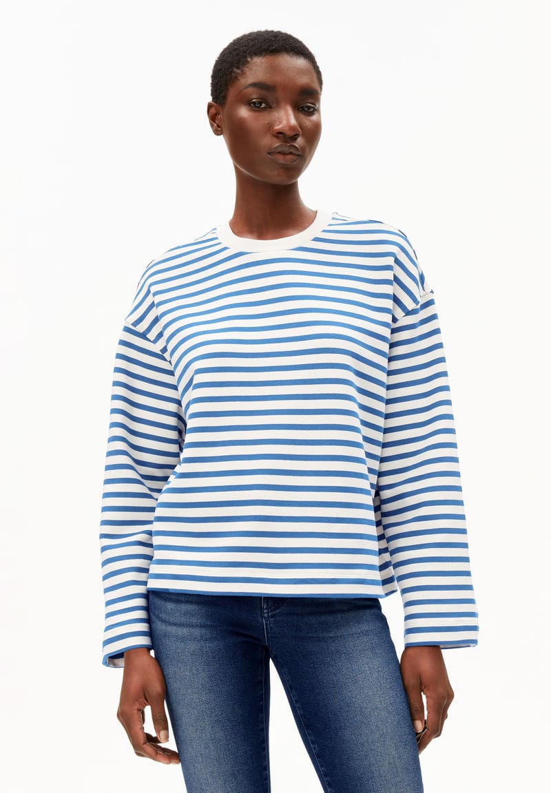FRANKAA MAARLEN STRIPE SWEAT | undyed-dark morning by ARMEDANGELS, 100% Cotton