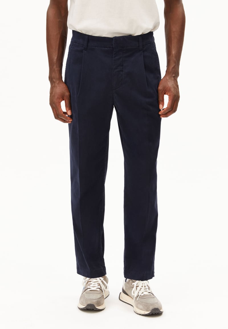 TAAMIR PLEATED CHINO PANT | night sky by ARMEDANGELS, 97% Cotton, 3% Elastane