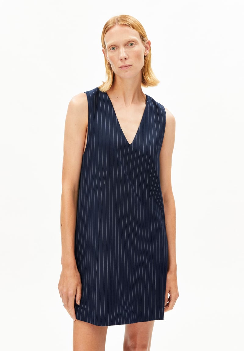 PINSTRIPE PINAAFO DRESS | night sky-white by ARMEDANGELS, 96% Lyocell, 3% Elastane, 1% Polyester