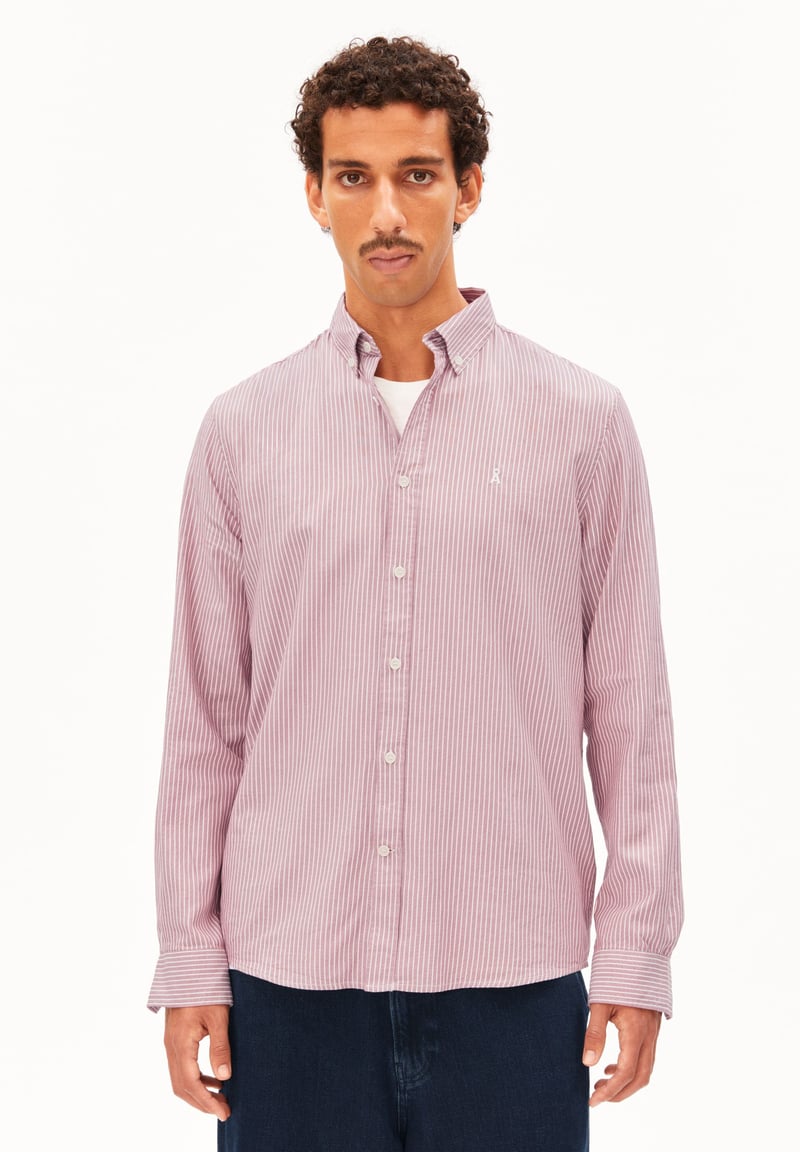 QUAASA STRIPE LONGSLEEVE SHIRT | velvet red by ARMEDANGELS, 100% Cotton