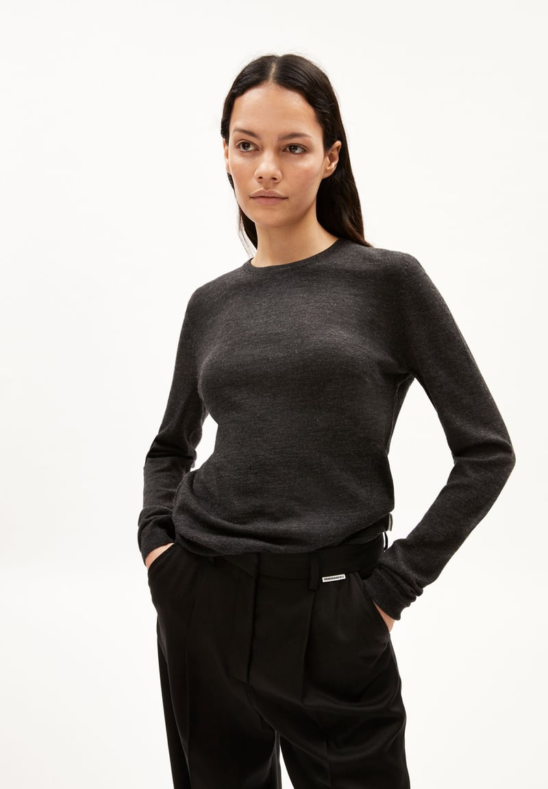 ELDIAA MERINO KNIT SWEATER | steel melange by ARMEDANGELS, 100% Wool