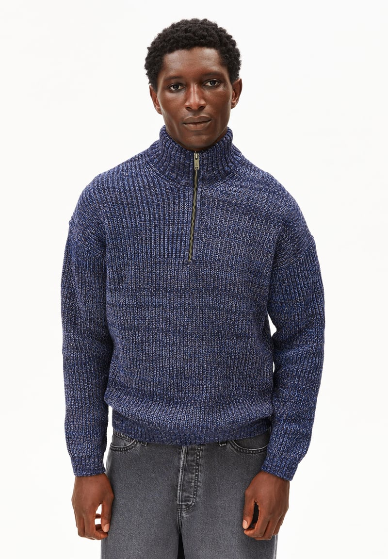 MICHAAEL MOULINE TROYER | night sky-frozen lavender-light wave by ARMEDANGELS, 74% Cotton, 26% Wool