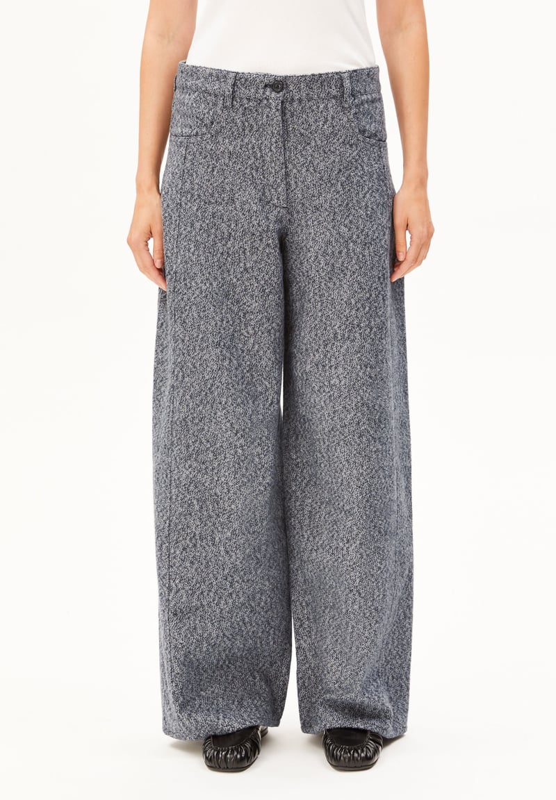 TWEED BARREL TROUSERS | mid grey melange-oatmilk by ARMEDANGELS, 100% Cotton