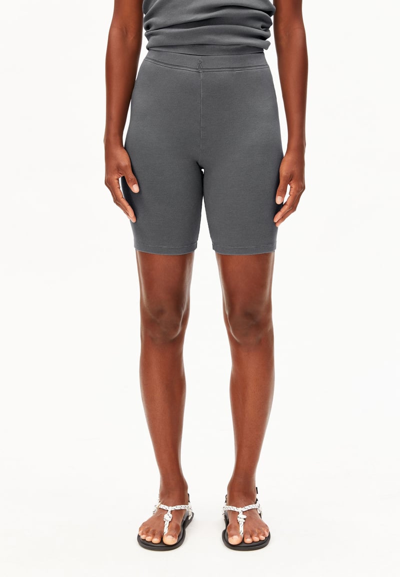 GMT DYE RIB SHORTS | space steel by ARMEDANGELS, 97% Cotton, 3% Elastane