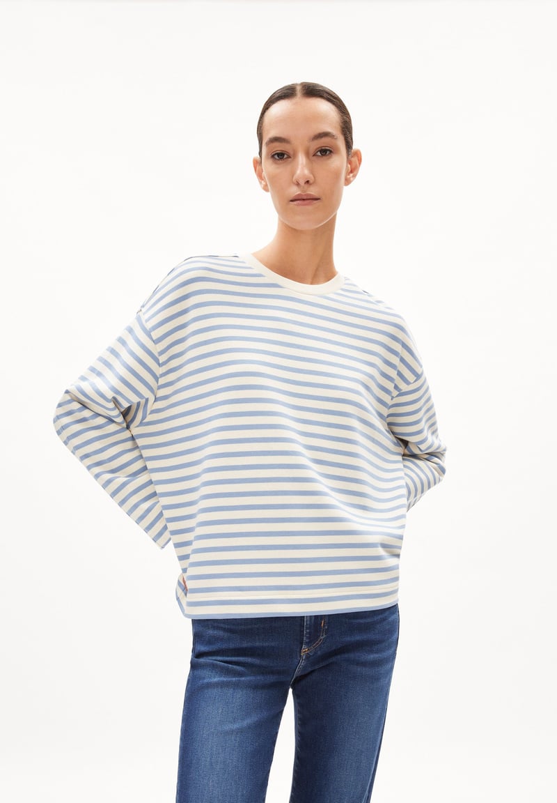 FRANKAA MAARLEN STRIPE SWEAT | iceberg blue-undyed by ARMEDANGELS, 100% Cotton