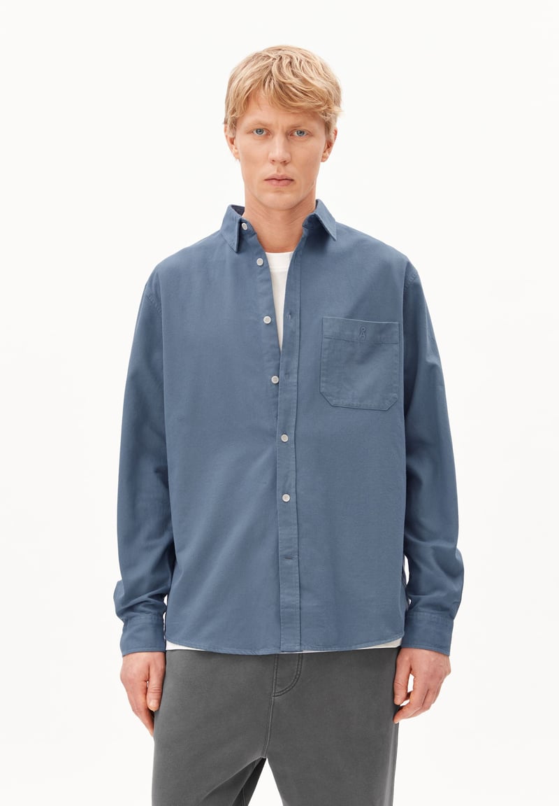 GMT DYE LINEN LONG SLEEVE SHIRT | dusty moon by ARMEDANGELS, 83% Cotton, 17% Linen