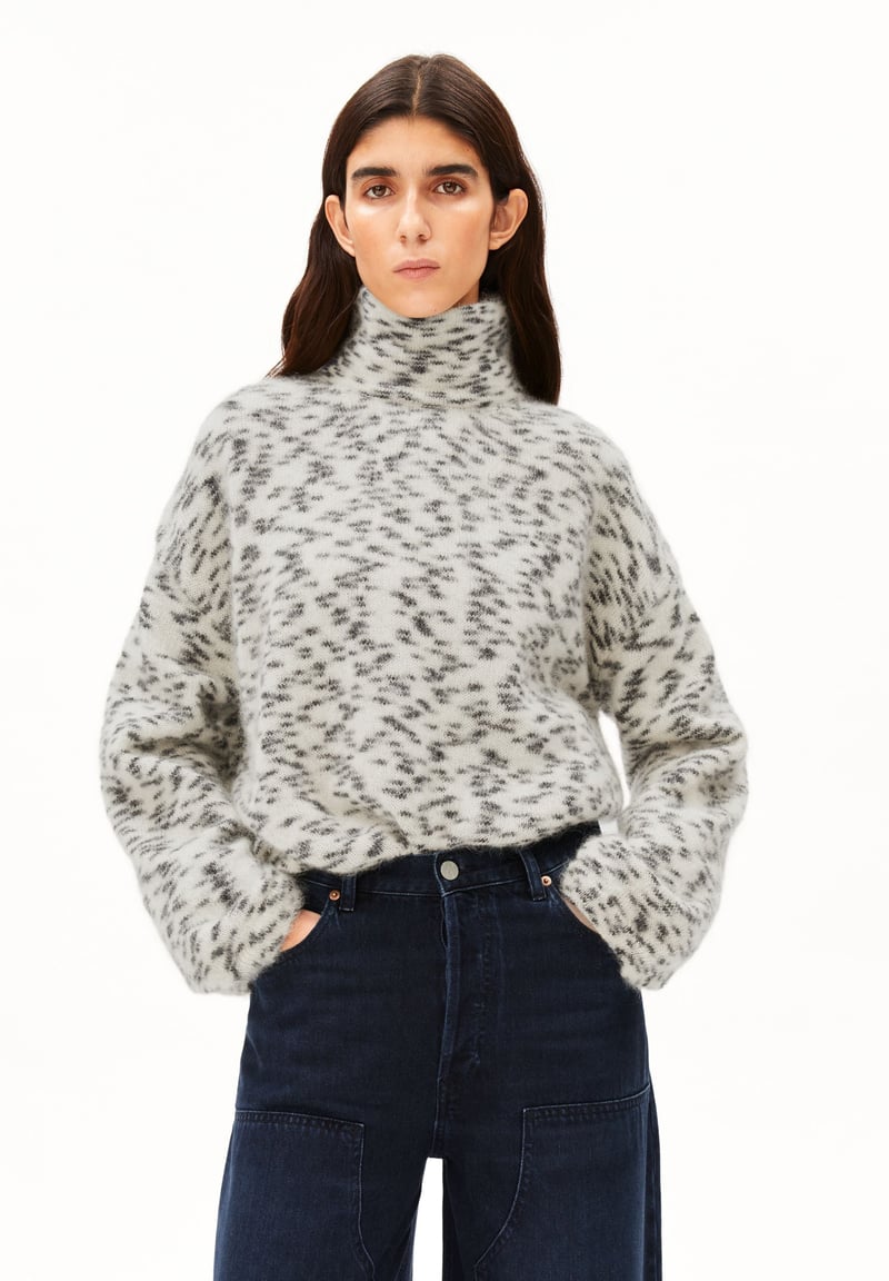 DOTTED MOHAIR-BLEND KNIT PULLOVER | oatmilk-black by ARMEDANGELS, 60% Wool, 40% Mohair