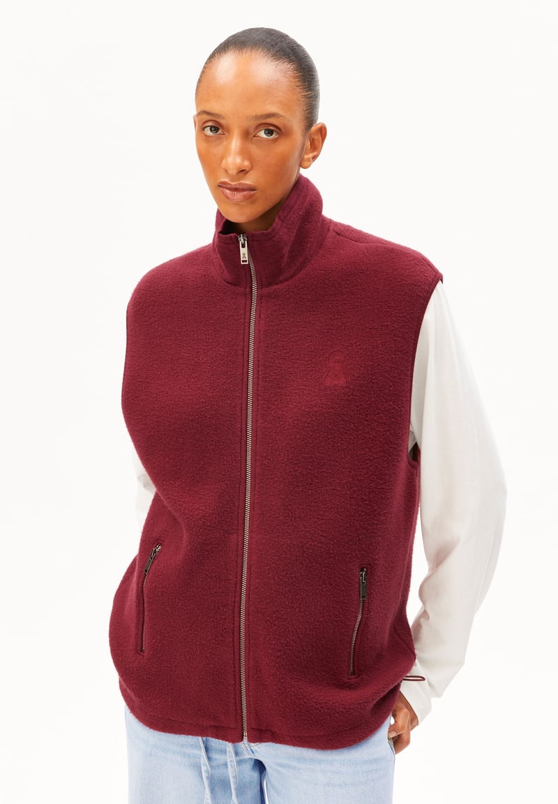 COTTON FLEECE VEST | velvet red by ARMEDANGELS, 100% Cotton