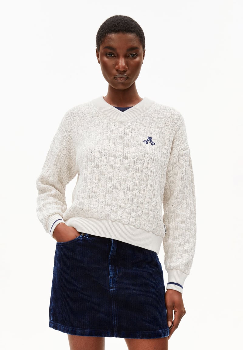 CAARLAS STRUCTURE KNIT SWEATER | oatmilk by ARMEDANGELS, 100% Cotton