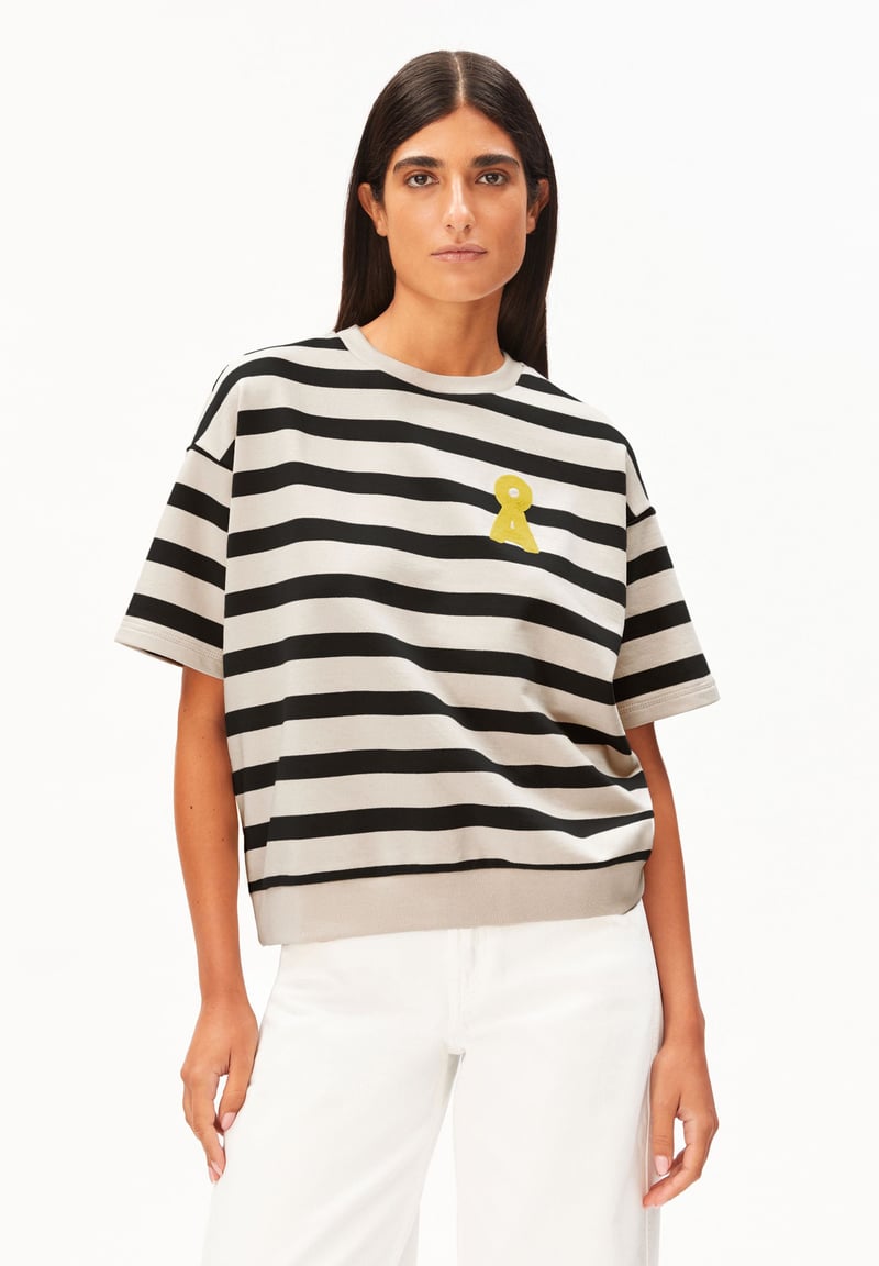 BAMIKAA STRIPE SWEAT | undyed-black by ARMEDANGELS, 100% Cotton