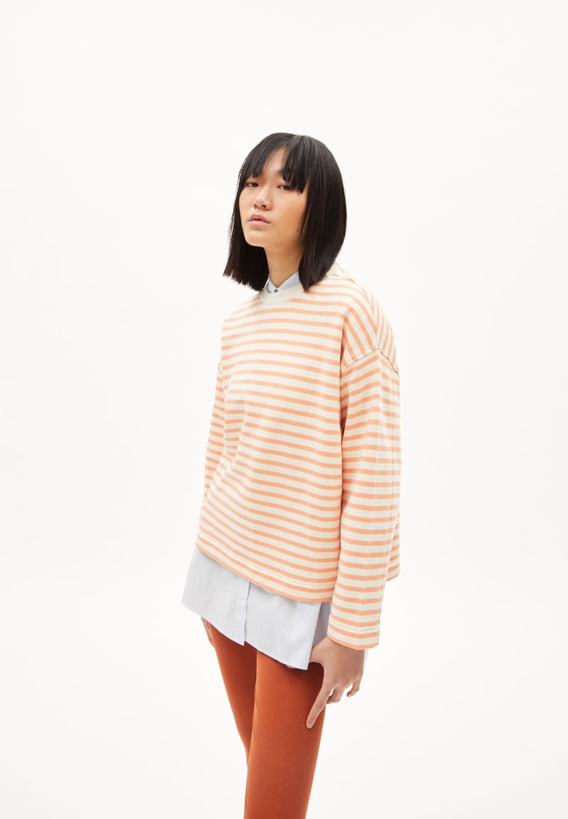 FRANKAA MAARLEN STRIPE SWEAT | warm peach-undyed by ARMEDANGELS, 100% Cotton