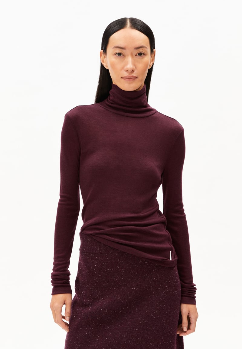 GRAZILIAA WOOL BLEND LONGSLEEVE | dark cranberry by ARMEDANGELS, 70% Lyocell, 30% Wool