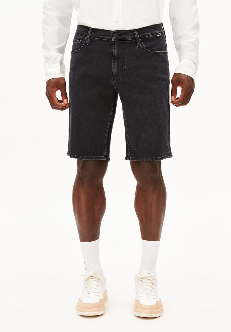 NAAILO DENIM SHORT | black washed authentic by ARMEDANGELS, 82% Cotton, 14% Lyocell, 3% Other, 1% Elastane