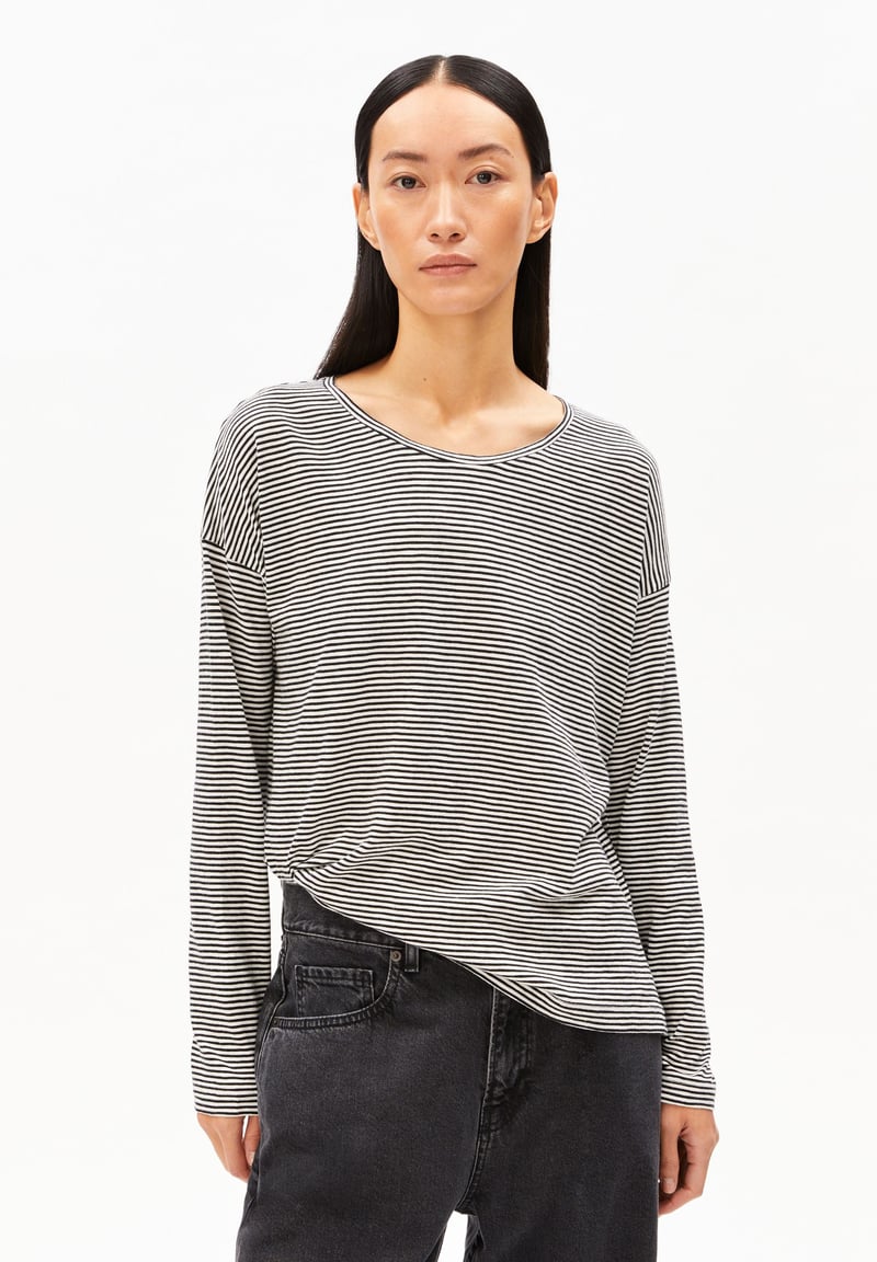 XIANAA STRIPES LONGSLEEVE | black-oatmilk by ARMEDANGELS, 100% Cotton