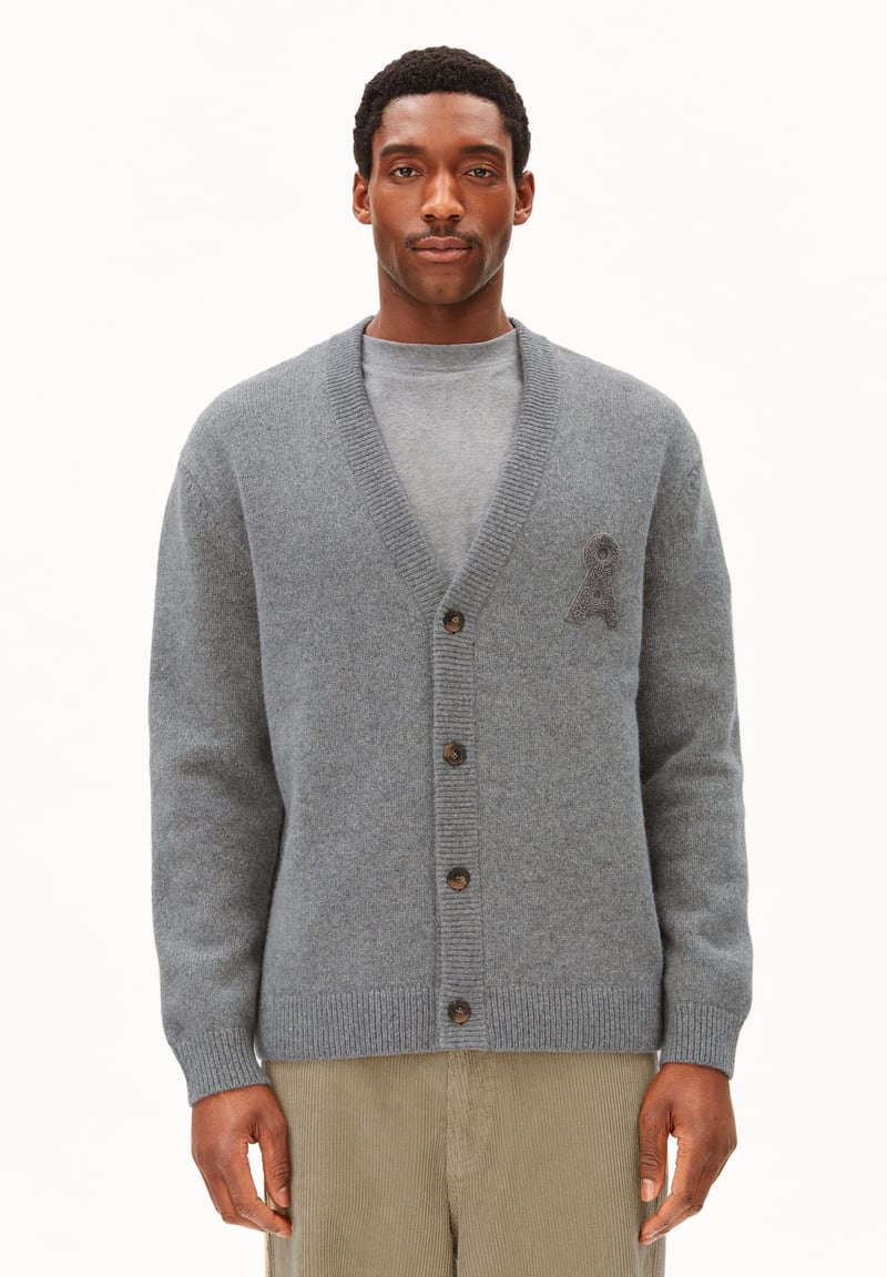 RECYCLED WOOL CARDIGAN | mid silver melange by ARMEDANGELS, 100% Wool