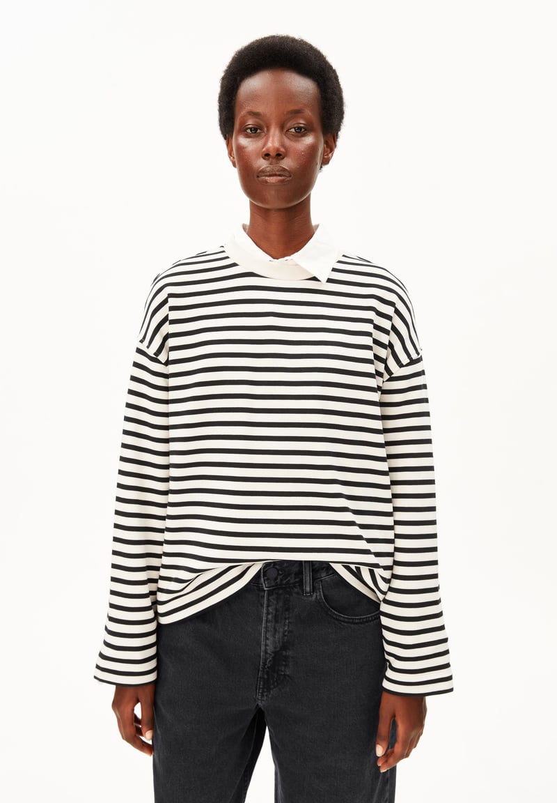 FRANKAA MAARLEN STRIPE SWEAT | undyed-black by ARMEDANGELS, 100% Cotton