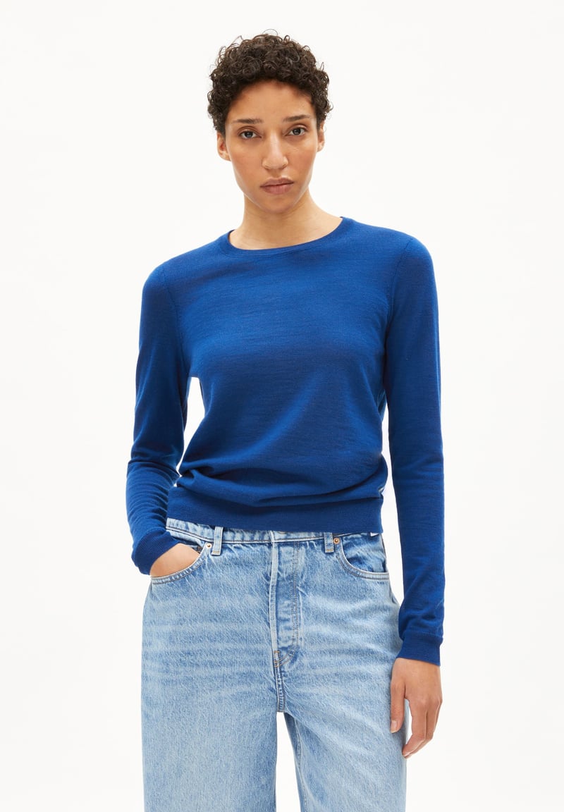 ELDIAA MERINO KNIT SWEATER | lapis blue by ARMEDANGELS, 100% Wool