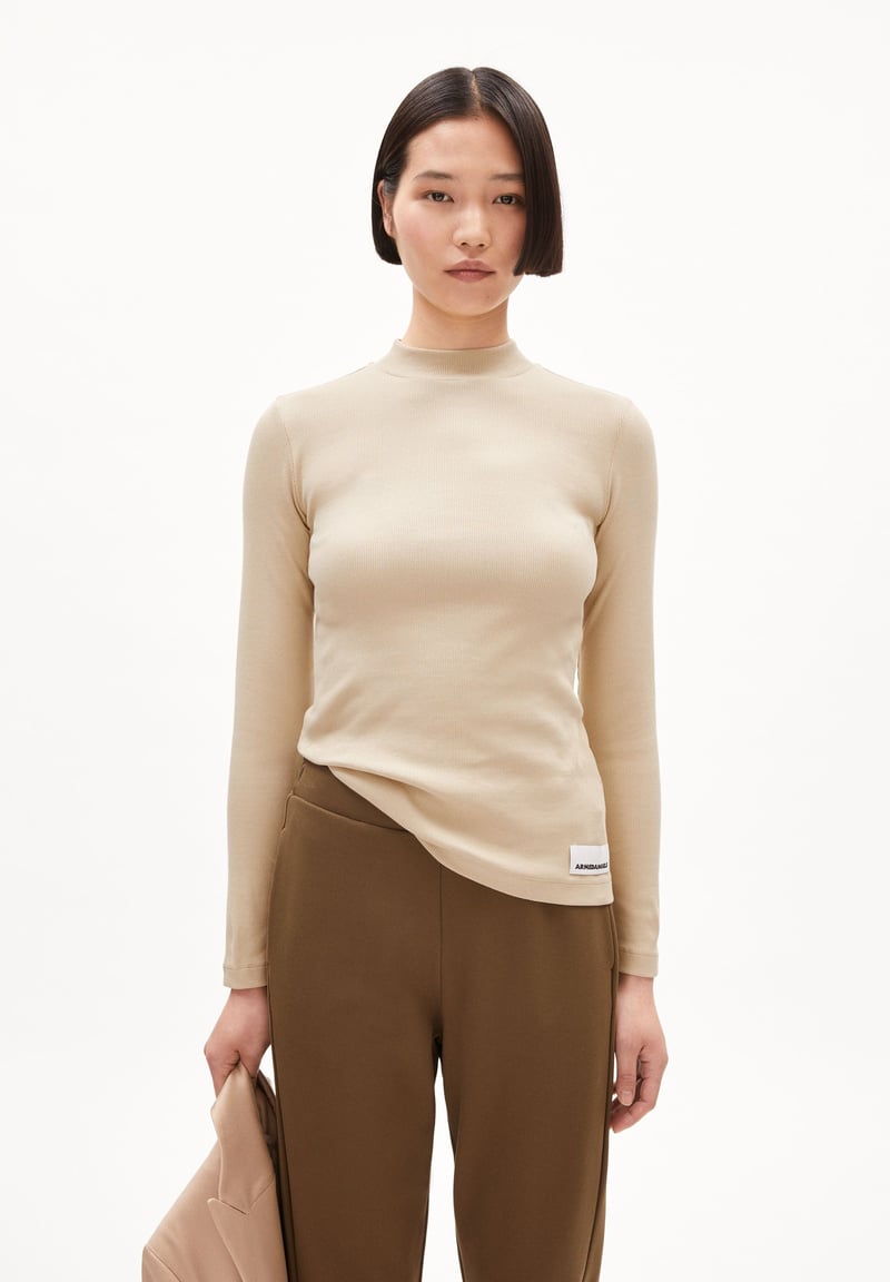 FATIMAARA LONGSLEEVE | gravel by ARMEDANGELS, 97% Cotton, 3% Elastane