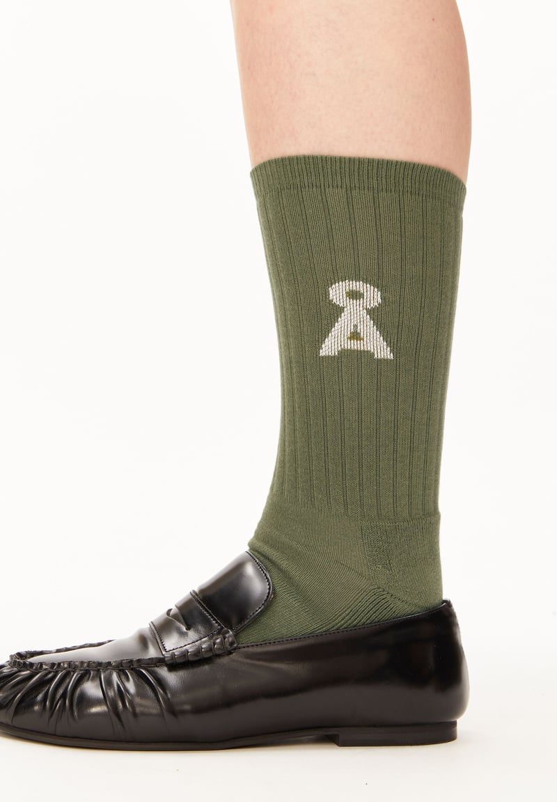 SAAMUS BOLD SOCKS | fatigue green by ARMEDANGELS, 78% Cotton, 20% Nylon, 2% Elastane
