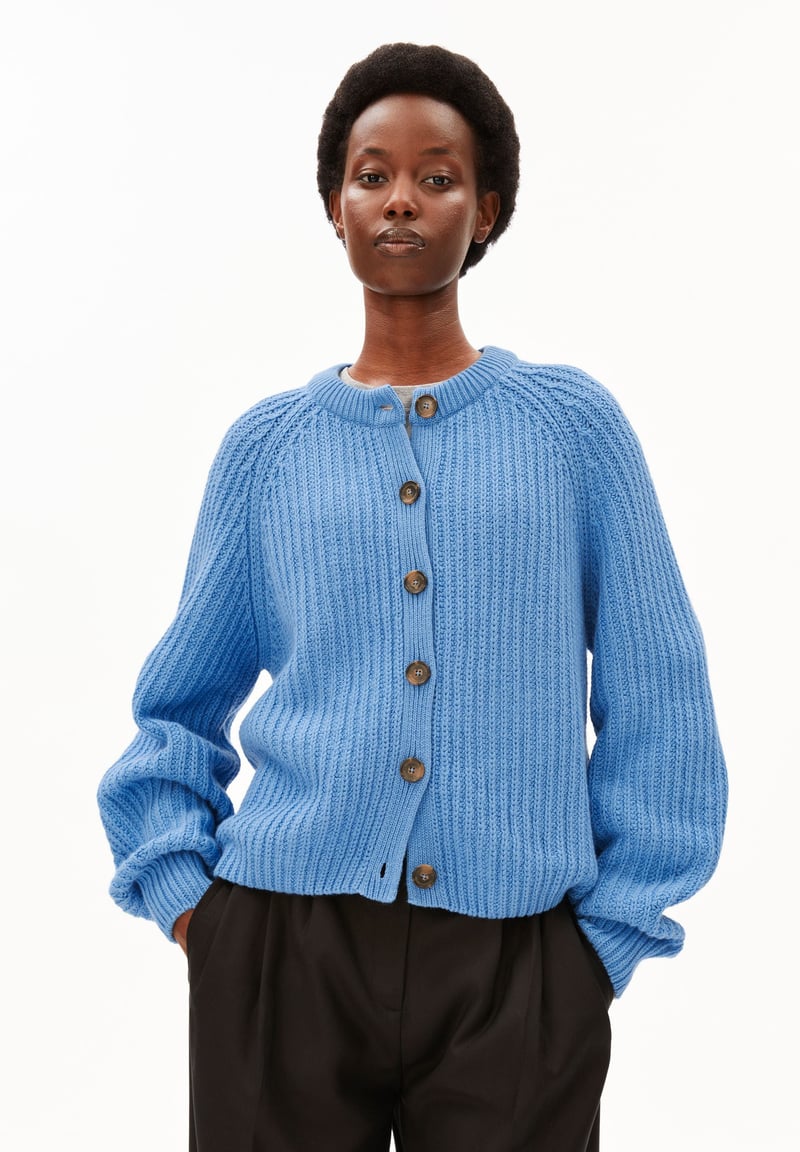 RIB KNIT CARDIGAN| skylight by ARMEDANGELS, 55% Wool, 45% Cotton