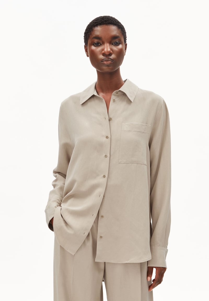 LINEN BLEND SHIRT BLOUSE | sandstone by ARMEDANGELS, 74% Viscose, 26% Linen