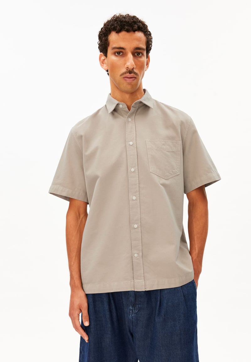 COTTON LINO SHORTSLEEVE SHIRT | sandstone by ARMEDANGELS, 83% Cotton, 17% Linen
