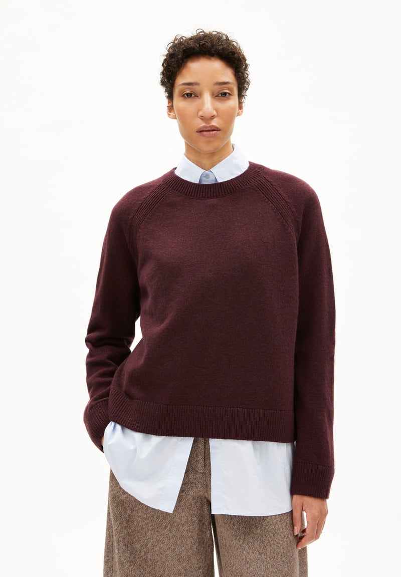 LILIRIAA REGLANA KNIT SWEATER | dark cranberry by ARMEDANGELS, 100% Wool