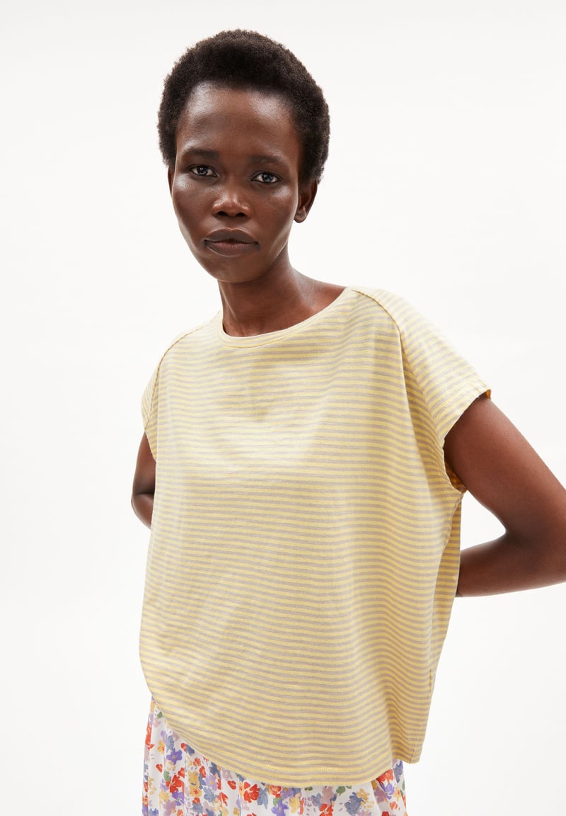 ONELIAA LOVELY STRIPES T-SHIRT | straw-light desert by ARMEDANGELS, 100% Cotton
