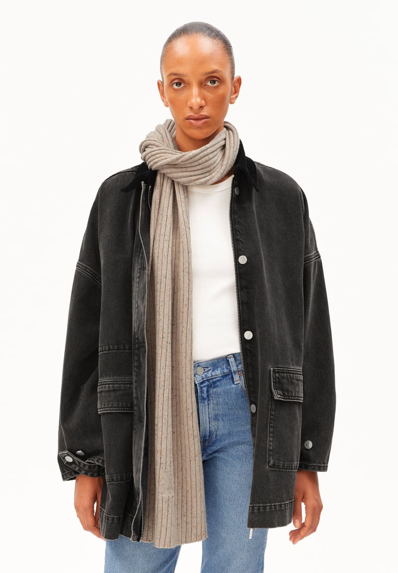 TWEED KNIT SCARF | sandstone tweed by ARMEDANGELS, 65% Cotton, 35% Wool
