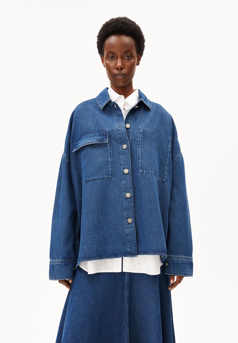 OVERSIZED DENIM BLOUSE | bright blue by ARMEDANGELS, 62% Cotton, 38% Lyocell