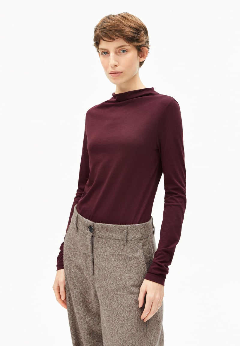 CALUNAA LONGSLEEVE | dark cranberry by ARMEDANGELS, 67% Lyocell, 33% Cotton