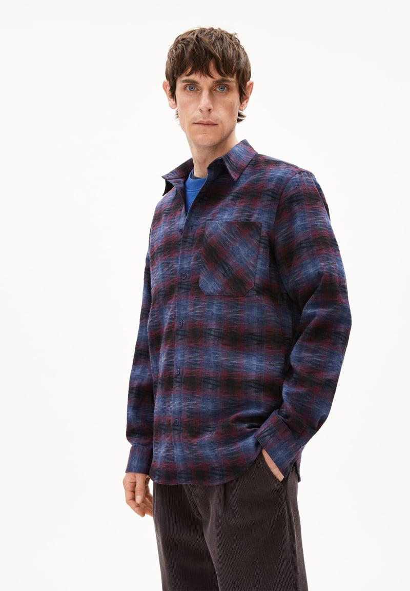 FAALIN LONGSLEEVE SHIRT | scarlet red by ARMEDANGELS, 76% Cotton, 24% Linen