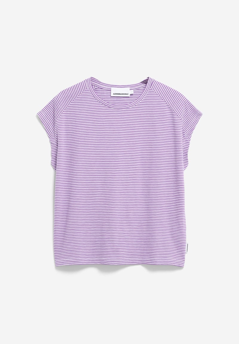ONELIAA LOVELY STRIPES T-SHIRT | oatmilk-orchid by ARMEDANGELS, 100% Cotton