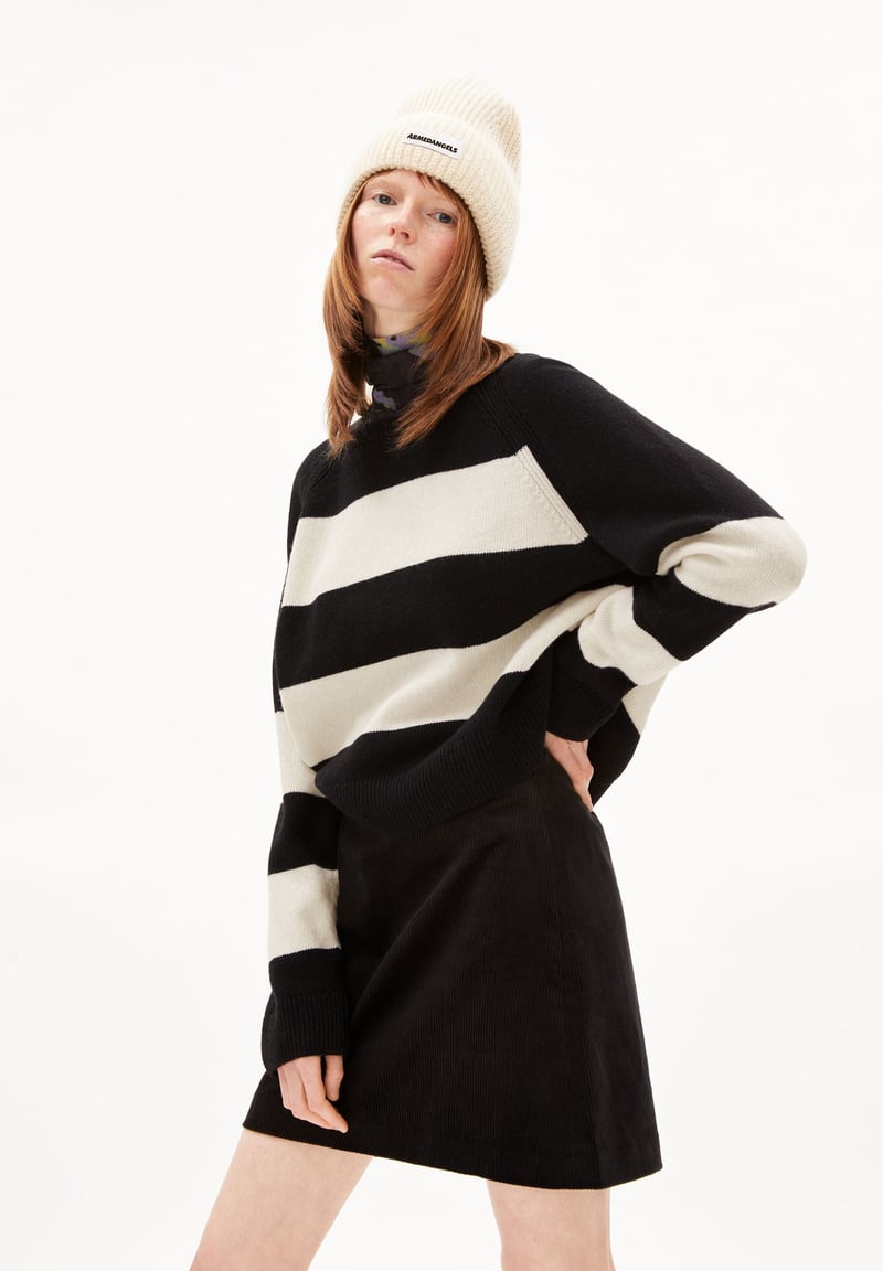 DILIRIAA STRIPES| black-oatmilk by ARMEDANGELS, 100% Wool