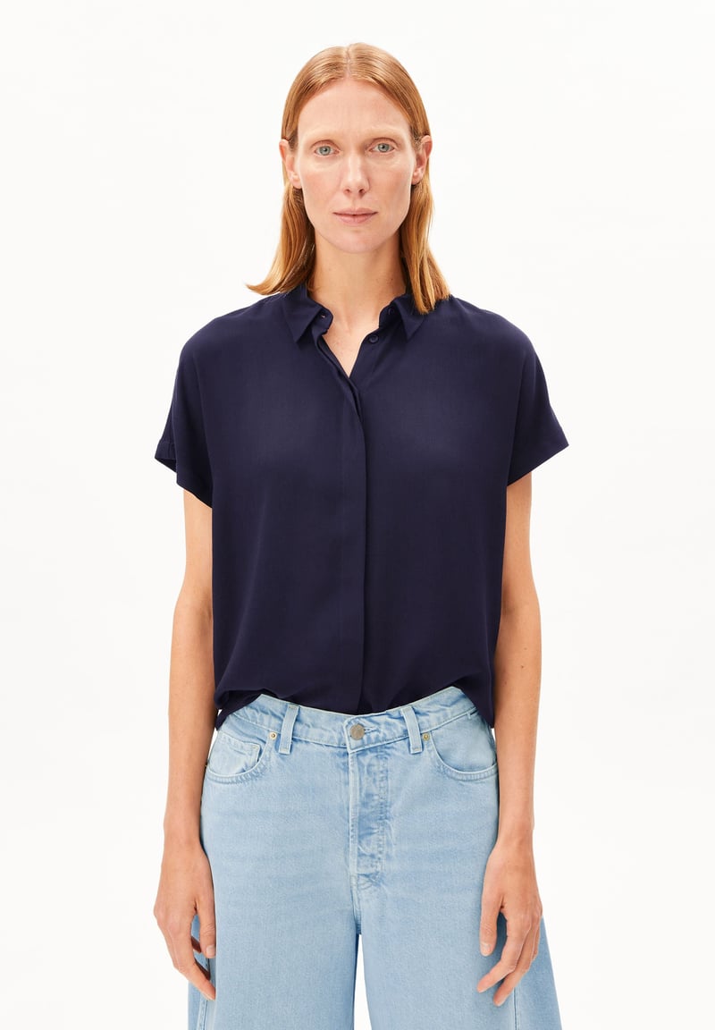 LARISAANA BLOUSE| tinted navy by ARMEDANGELS, 100% Viscose