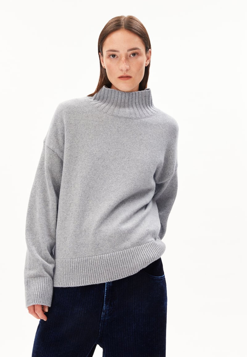 KAARLIN KNIT SWEATER | silver melange by ARMEDANGELS, 95% Cashmere, 5% Wool