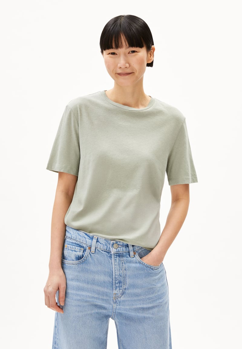 LUALAA LINEN BLEND T-SHIRT| seagreen by ARMEDANGELS, 70% Cotton, 30% Linen
