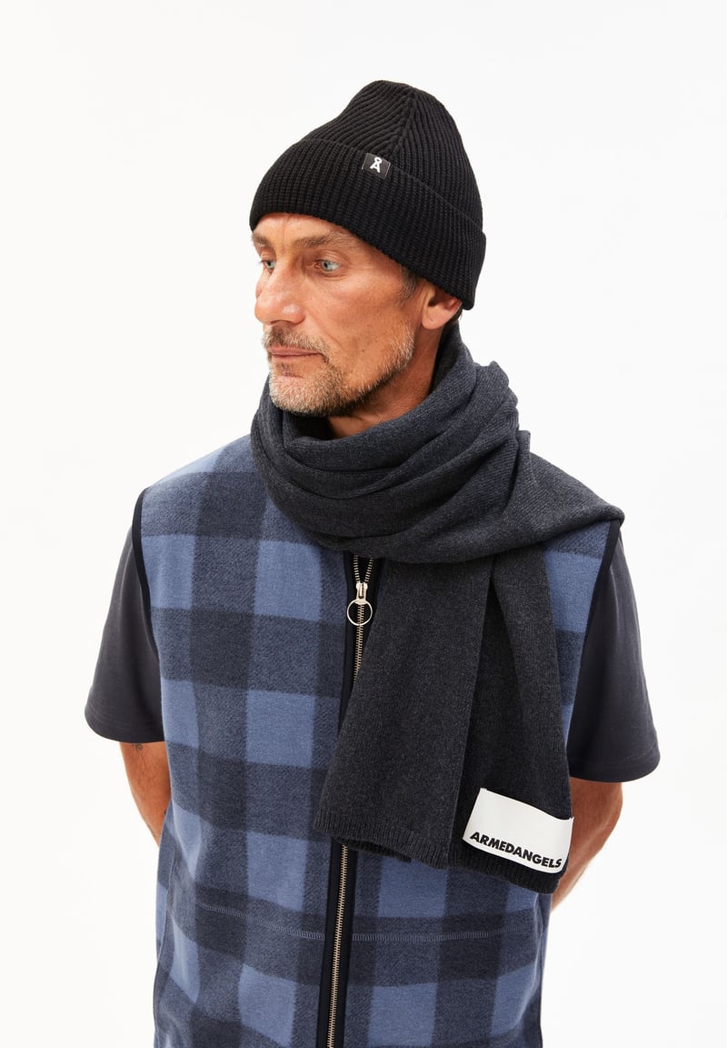 KATARINAA SCARF | steel melange by ARMEDANGELS, 95% Cashmere, 5% Wool