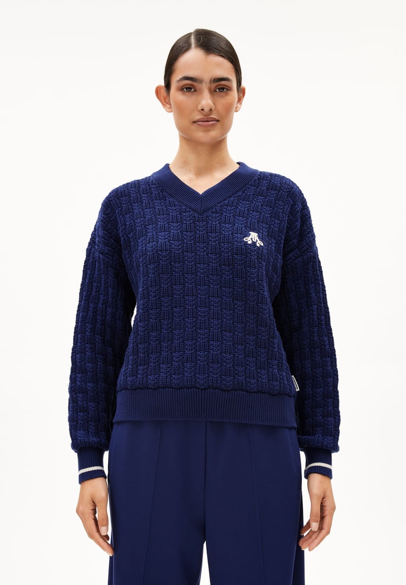 CAARLAS STRUCTURE KNIT SWEATER | blue noon by ARMEDANGELS, 100% Cotton