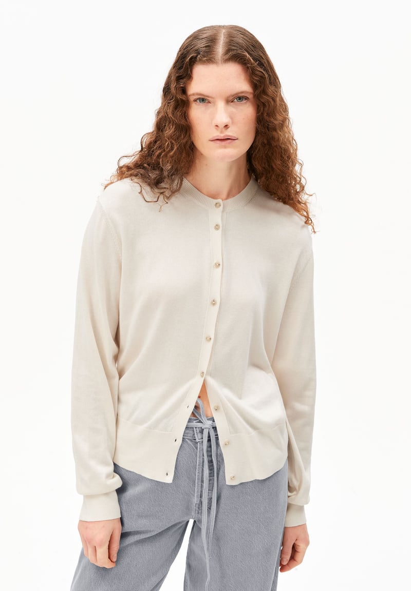 FINE KNIT CARDIGAN | oatmilk by ARMEDANGELS, 50% Cotton, 50% Lyocell