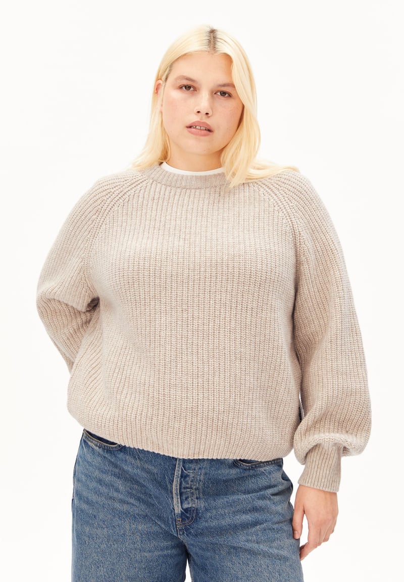RIB KNIT SWEATER| honey melange by ARMEDANGELS, 55% Wool, 45% Cotton