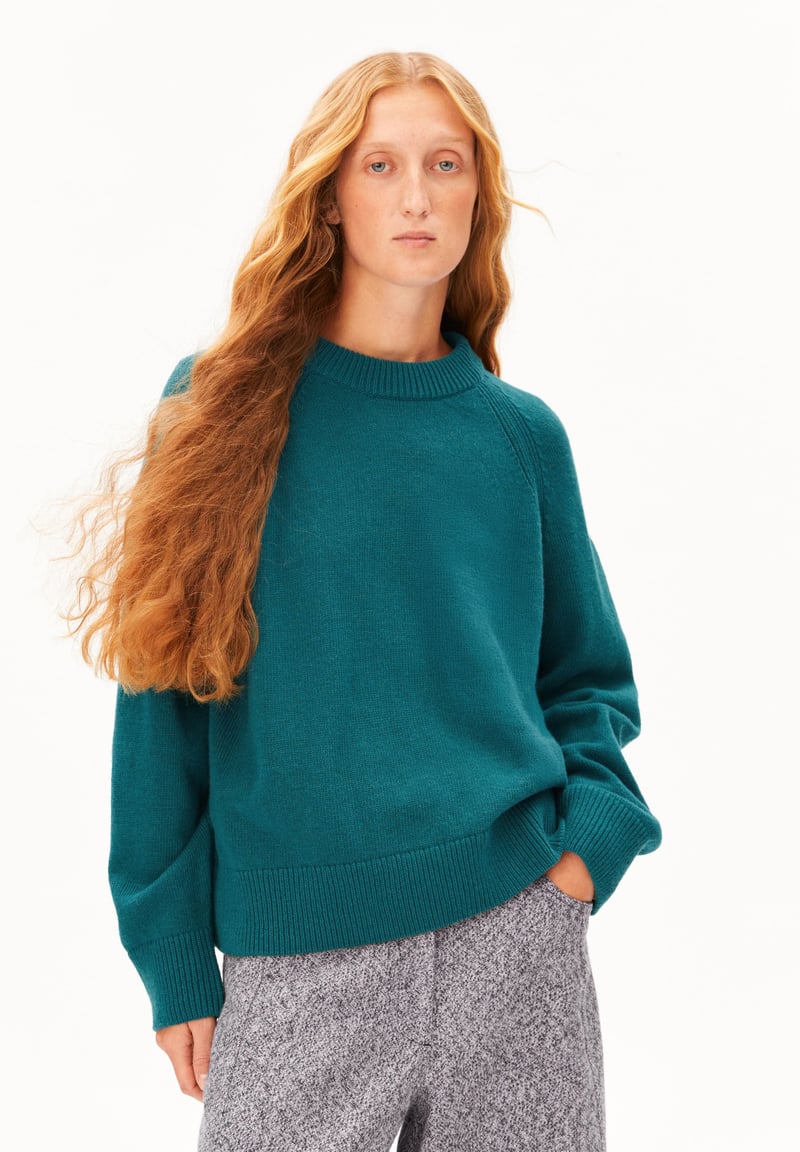 WOOL KNIT SWEATER | petrol velvet by ARMEDANGELS, 100% Wool