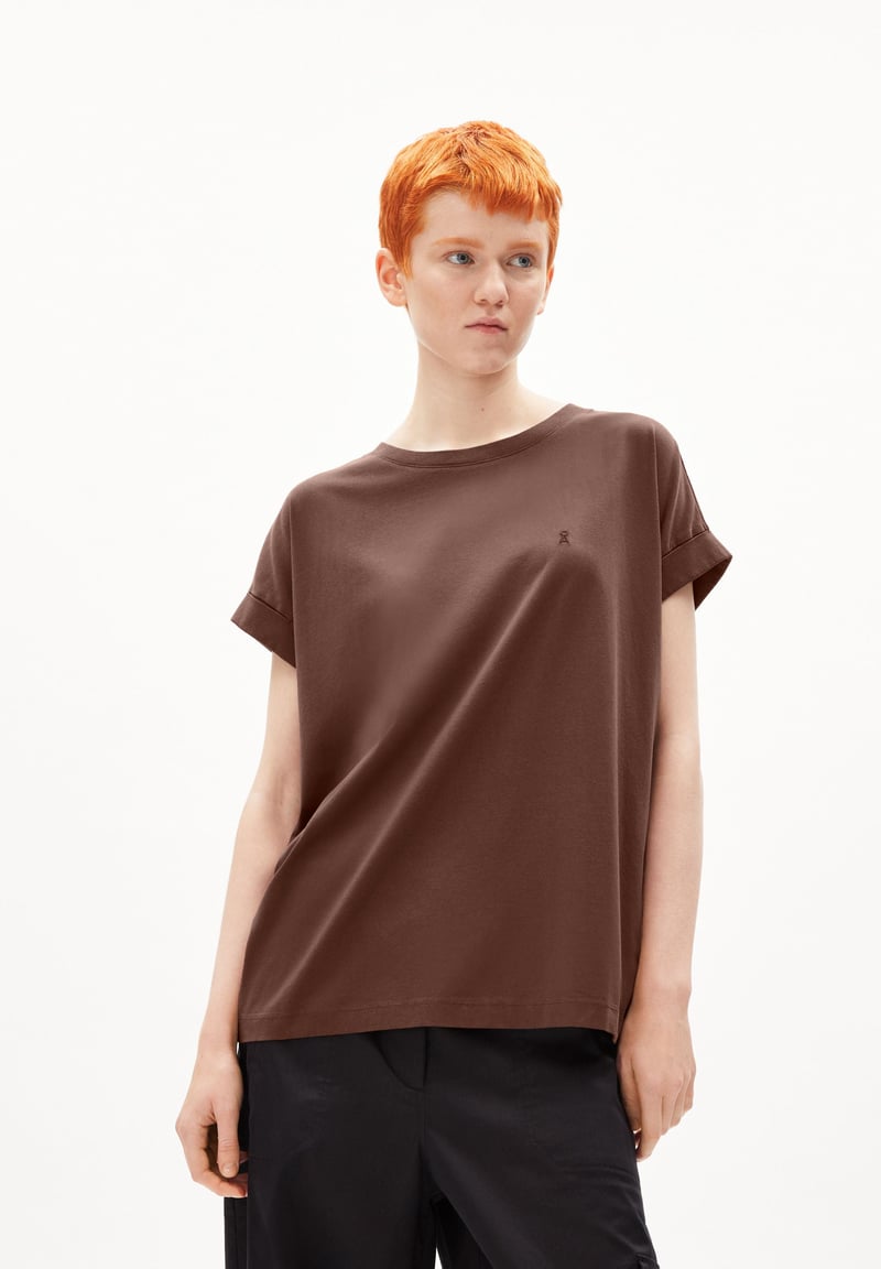 IDAARA T-SHIRT | deep brown by ARMEDANGELS, 100% Cotton