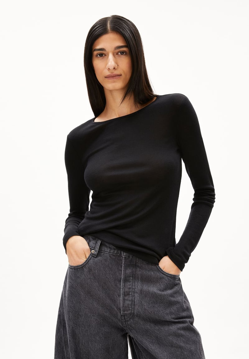 MAIAA WOOL BLEND LONGSLEEVE | black by ARMEDANGELS, 70% Lyocell, 30% Wool