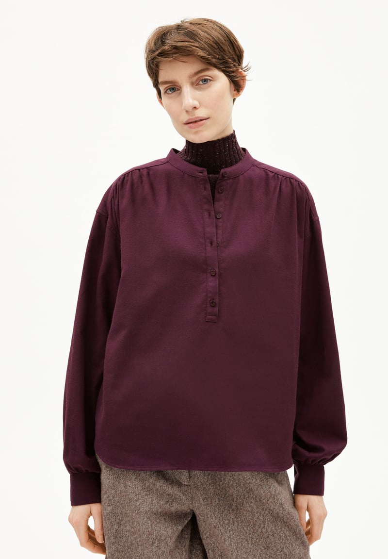 EFINARAA BRUSHED BLOUSE | dark cranberry by ARMEDANGELS, 100% Cotton