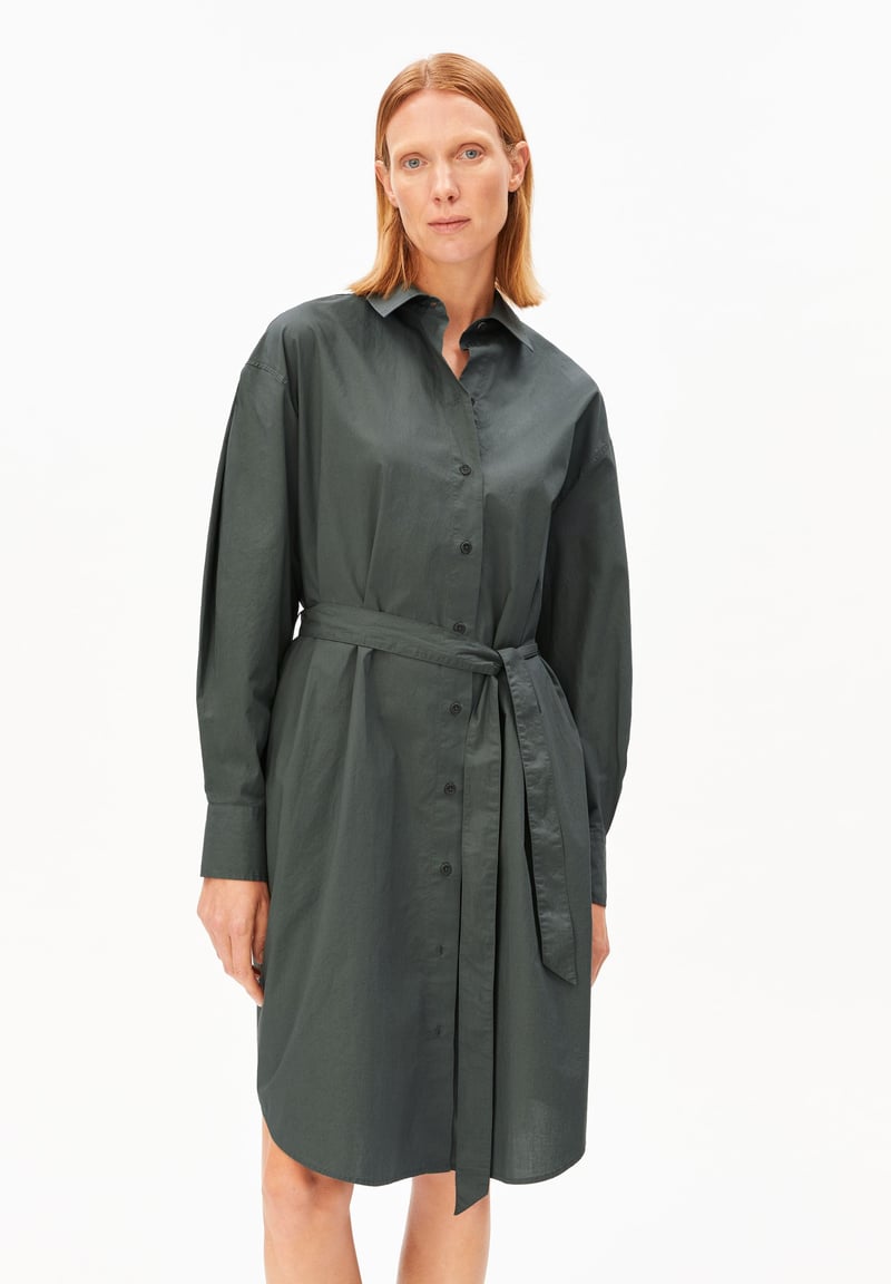 BARREL SLEEVE POPLIN DRESS | space steel by ARMEDANGELS, 100% Cotton
