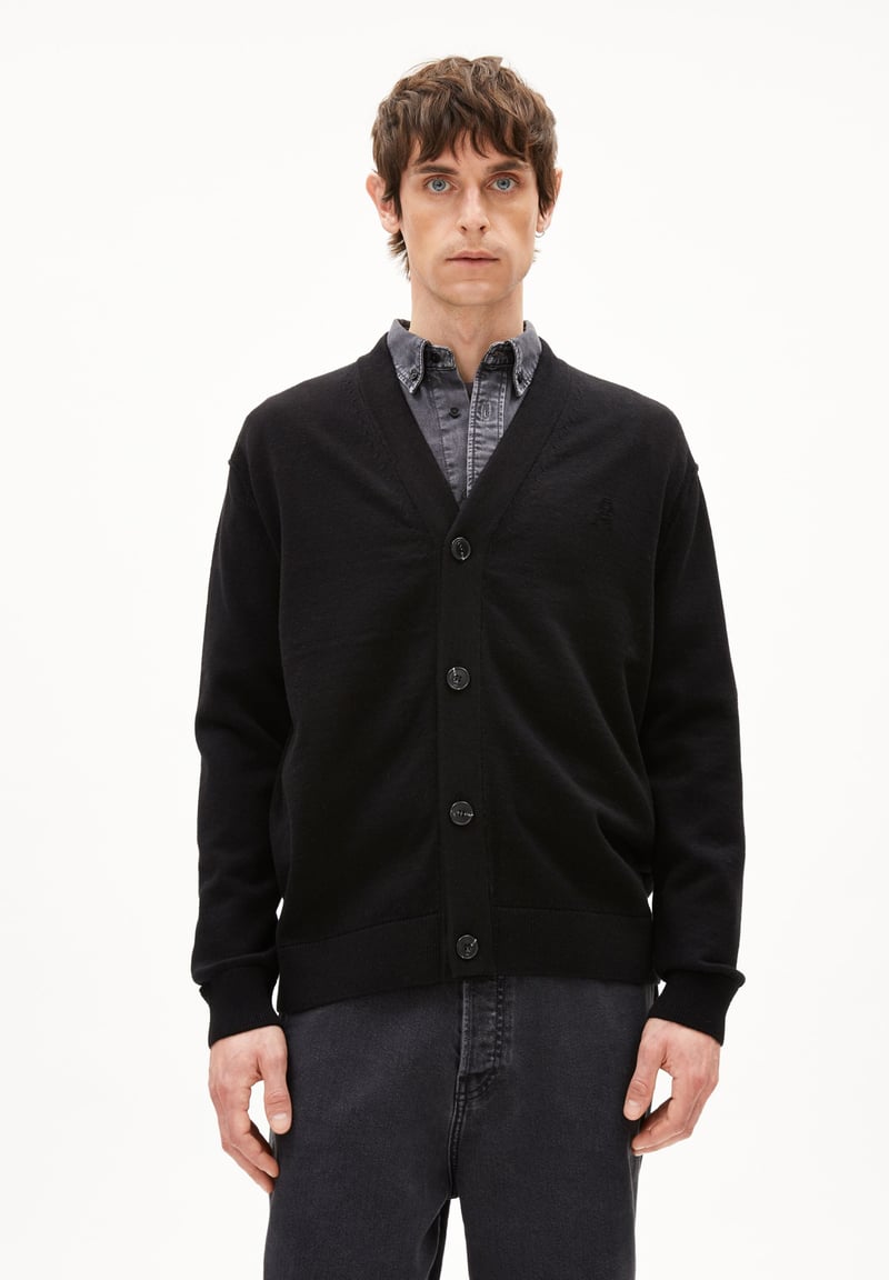 AANATOL CARDIGAN | black by ARMEDANGELS, 85% Cotton, 15% Wool